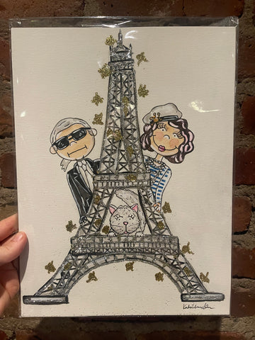 Glitter Eiffel Tower Watercolor Painting