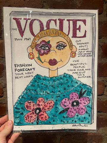 Glitter Vogue Cover Watercolor Painting