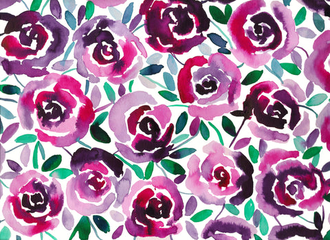 Violet Roses Watercolor Painting