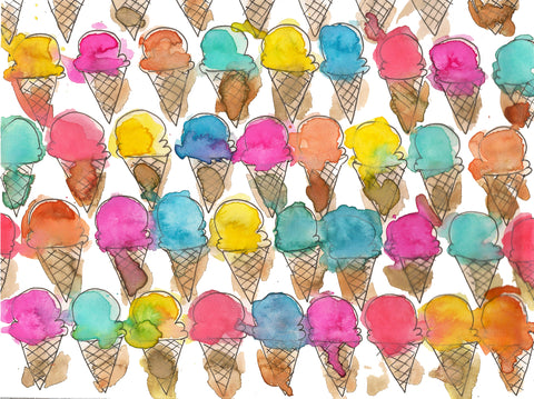 Ice Cream Watercolor Painting